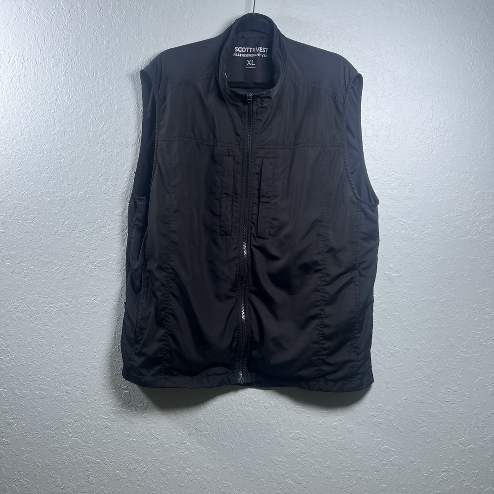 SCOTTeVEST Featherweight Vest Mens XL Black  TEC Technology 16 Pockets Travel